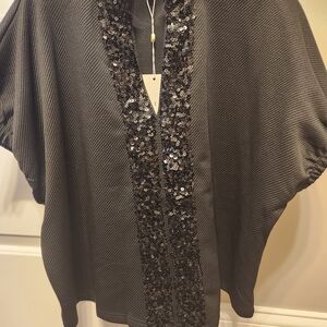 Entro Dark Gray Sequin Embellished Blouse